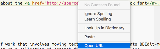 contextual menu for opening URLs