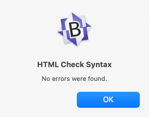 checking HTML code syntax with BBEdit